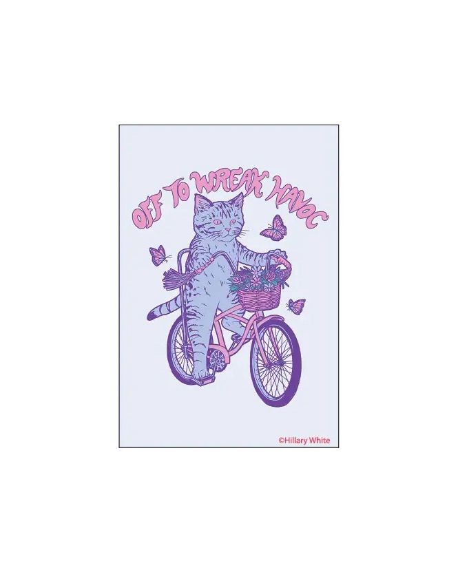 Off To Wreak Havoc Bike Kitty Magnet