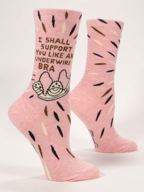 I Shall Support You Like Underwire Bra Blue Q Women&#39;s Socks