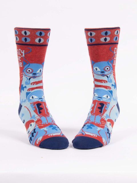 Crazy Cat Dude Blue Q Men’s Socks