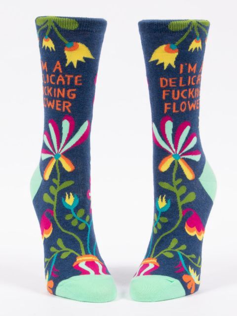I’m A Delicate Fucking Flower Blue Q Women’s Socks