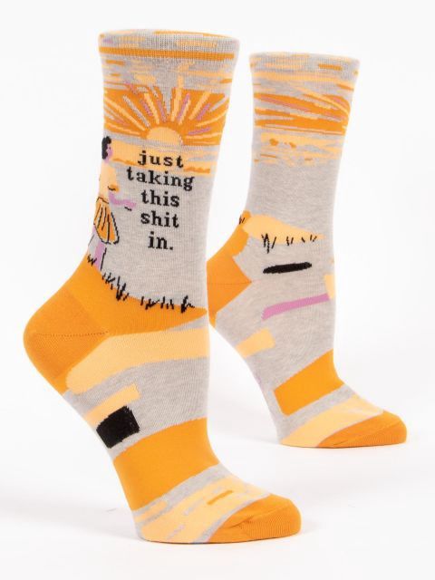 Just Taking This Shit In Blue Q Women’s Socks