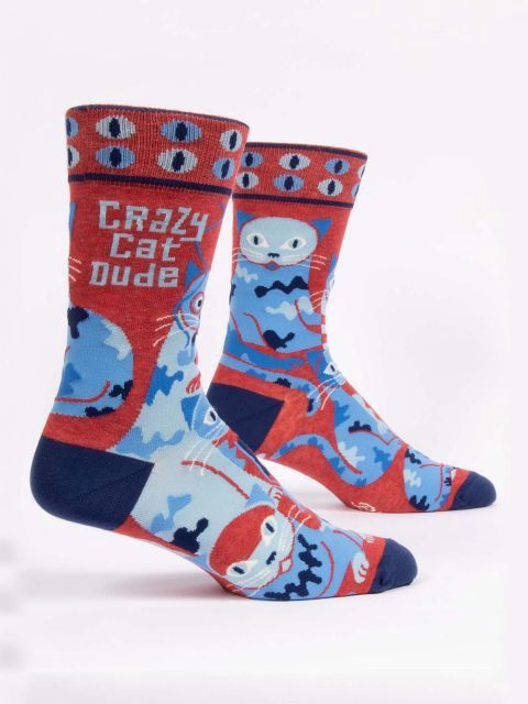 Crazy Cat Dude Blue Q Men’s Socks