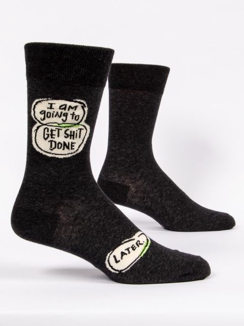 I Am Going to Get Shit Done Later Blue Q Men&#39;s Socks