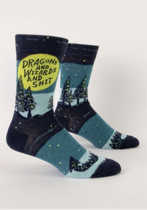 Dragons and Wizards and Shit Blue Q Men’s Socks