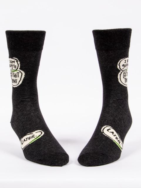 I Am Going to Get Shit Done Later Blue Q Men's Socks
