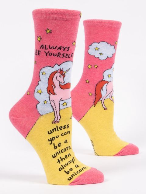 Always Be Yourself Unicorn Blue Q Women’s Socks