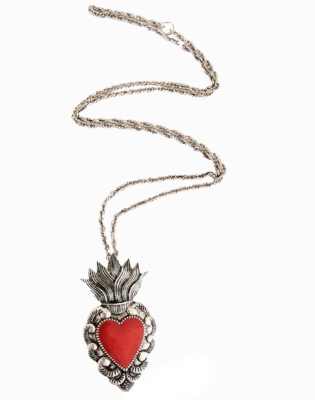 Sacred Heart Pendant With Chain Necklace Or Pin