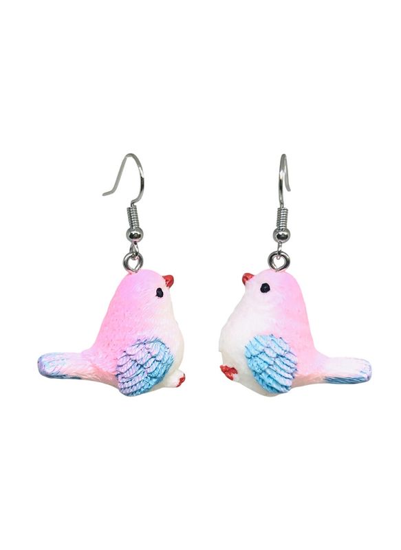 Cubby Pink And Blue Bird Earrings