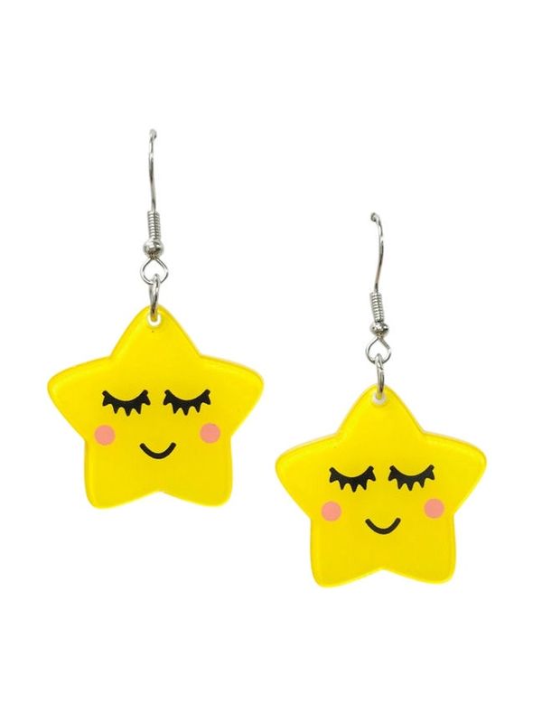 Cute Smiley Yellow Star Earrings