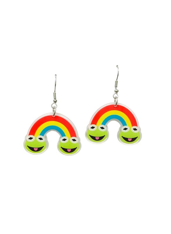 Kermit The Frog Rainbow Connection Earrings