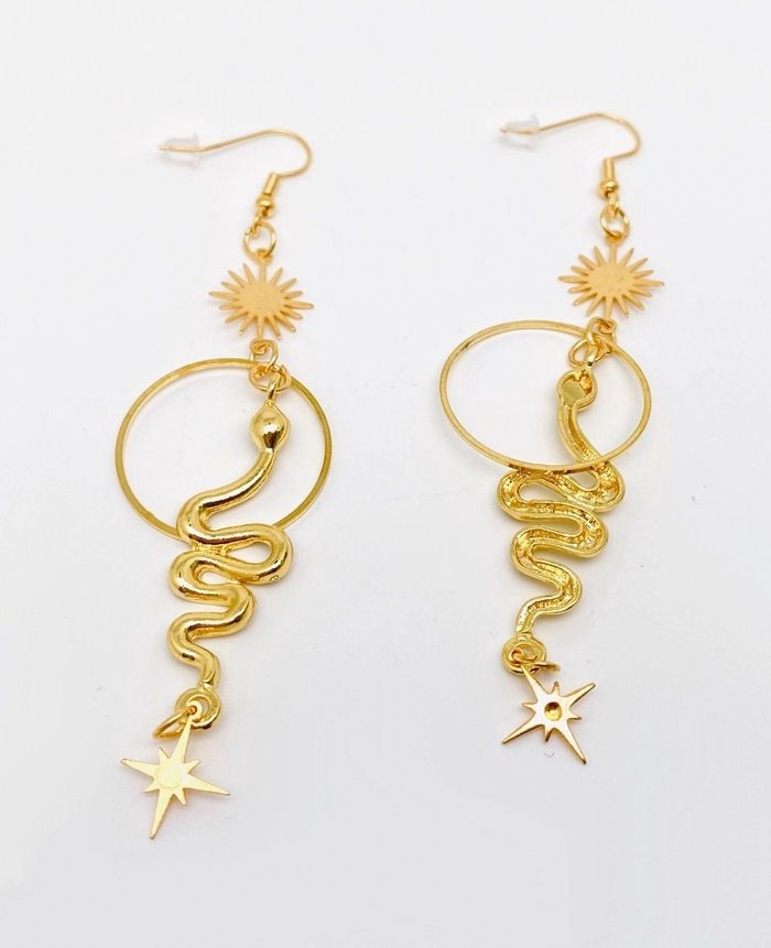 Bohemian Circle Golden Snake Earrings