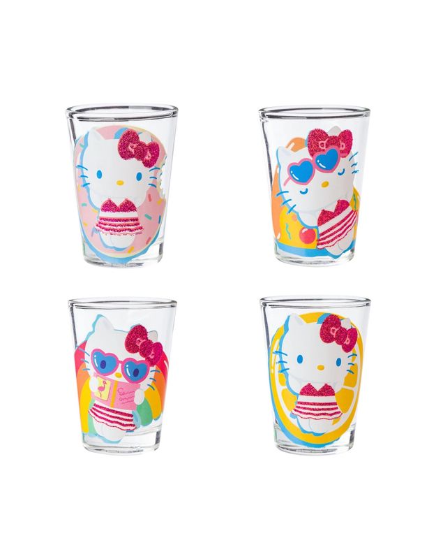 Sanrio Hello Kitty Summer Pool Floatie Glitter 4 Pack Shot Glass Set