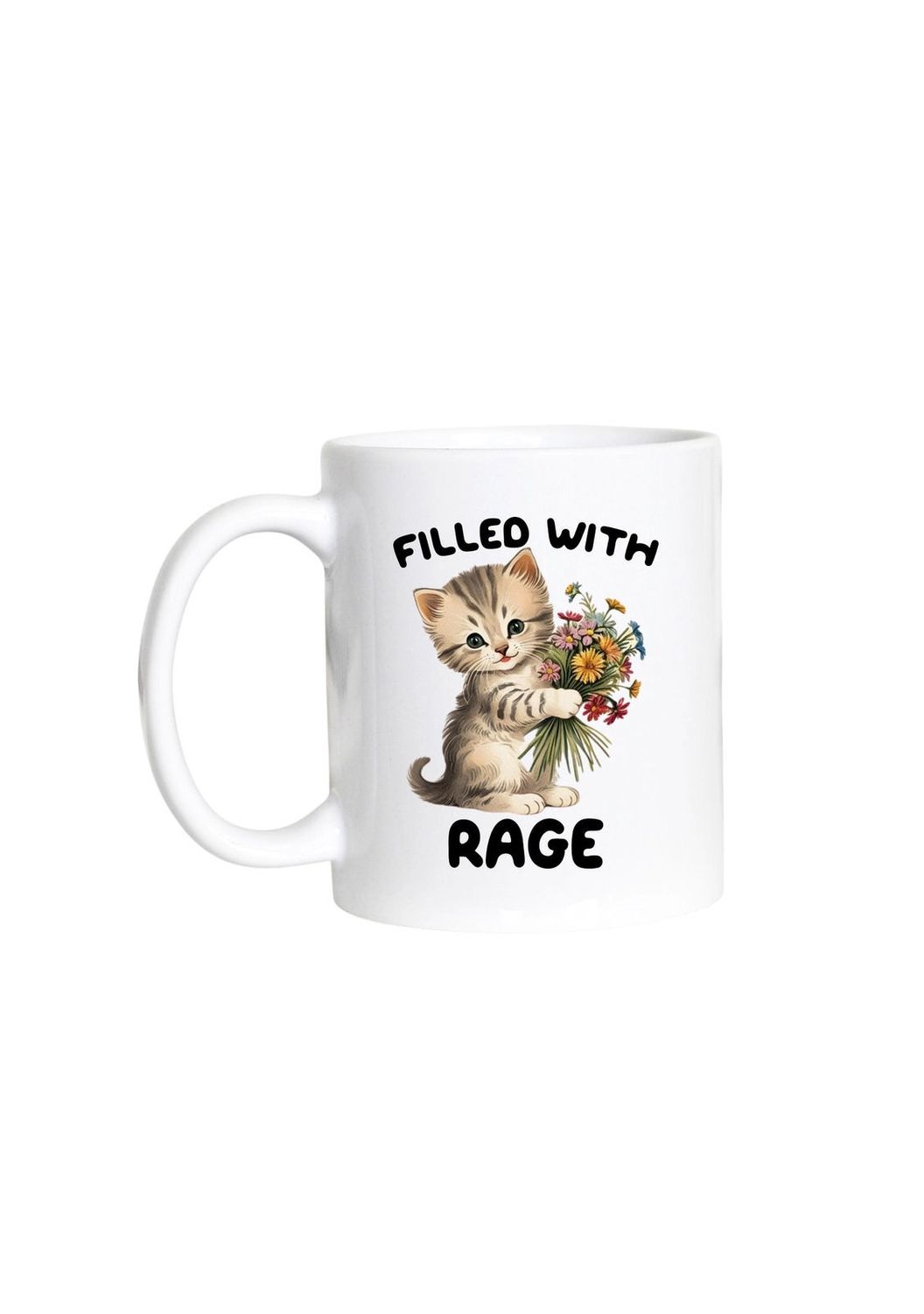 Filled With Rage Cat Bouquet White Mug