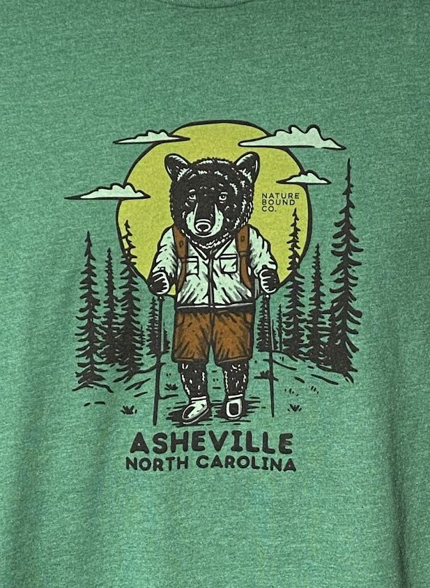 Bear Backpacker Asheville North Carolina Green T-Shirt