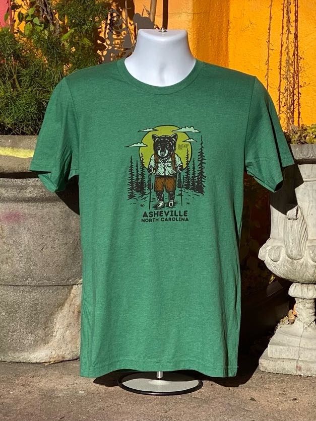 Bear Backpacker Asheville North Carolina Green T-Shirt, Size: Small