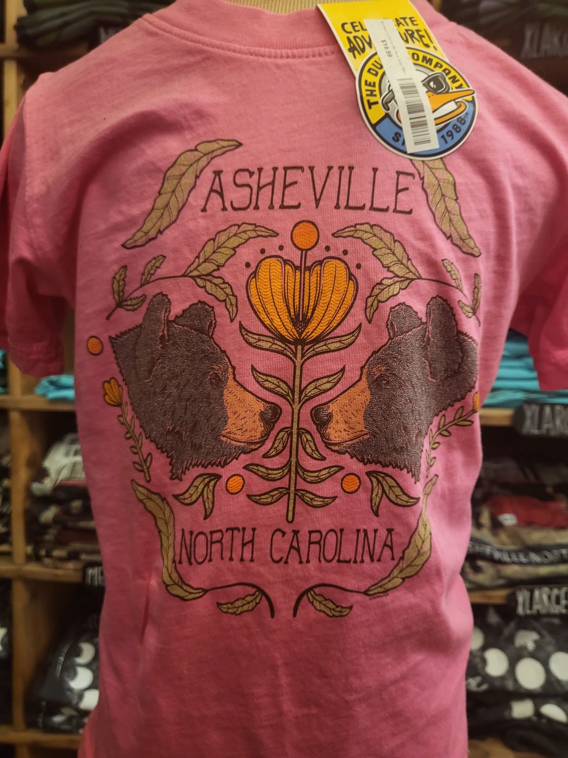 Whimsical Asheville Bear Pink Kids T-Shirt