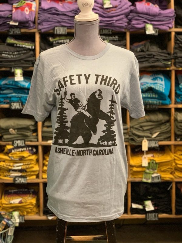 Safety Third Asheville, North Carolina Blue-Grey T-Shirt