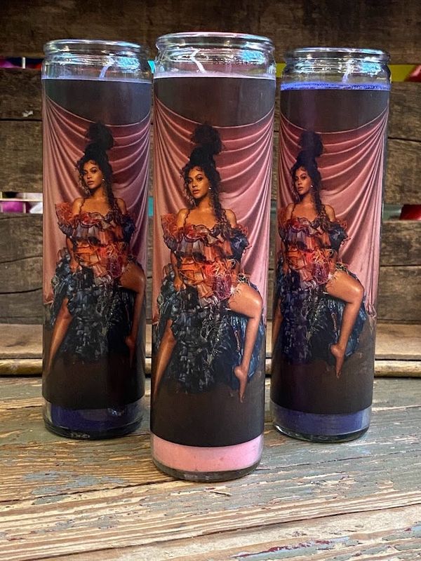 Beyonce Ruffle Dress And Big Hair Saint Candle