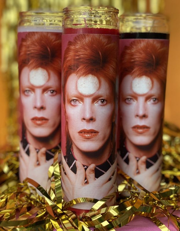 David Bowie Gold Circle Saint Candle