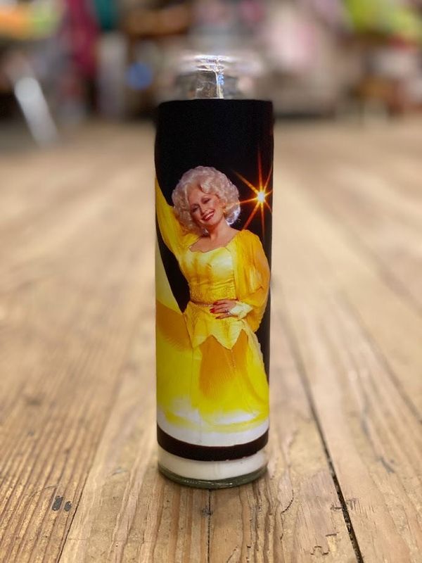 Dolly Parton Yellow Dress Saint Candle