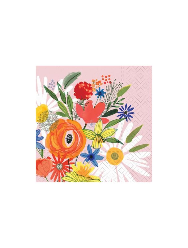 Daisies And Daffodils Floral Beverage Napkins
