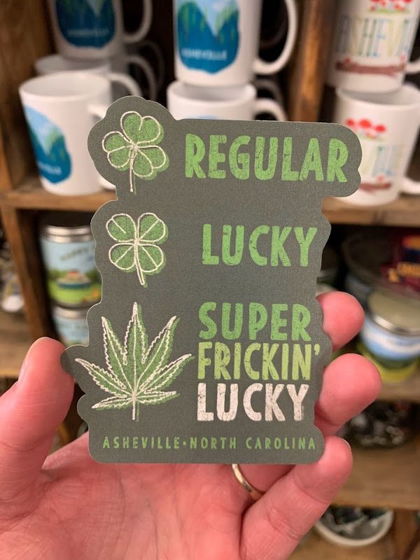 Regular Lucky Super Frickin’ Lucky Asheville North Carolina Sticker