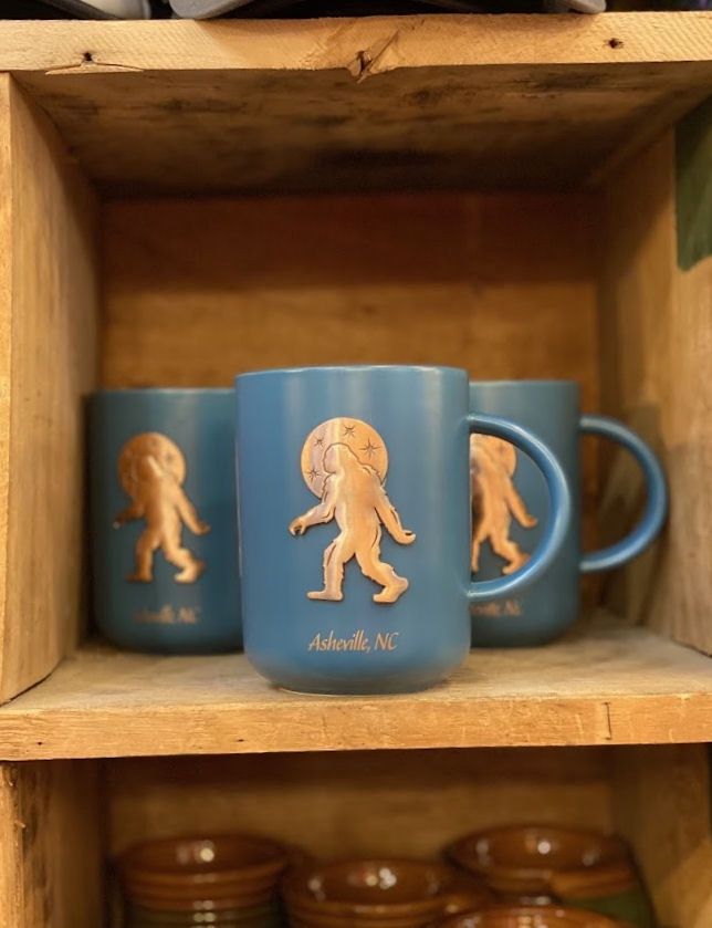 Gold Bigfoot Emblem Blue Asheville Mug