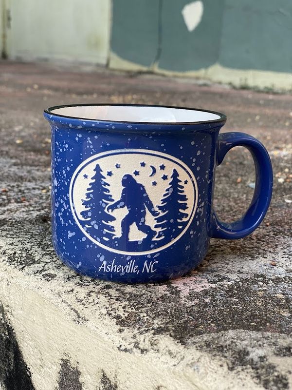 Asheville Bigfoot Camp Blue Mug