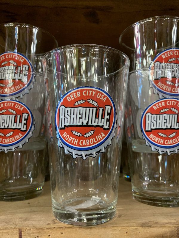 Asheville Beer City USA Bottle Cap Pint Glass