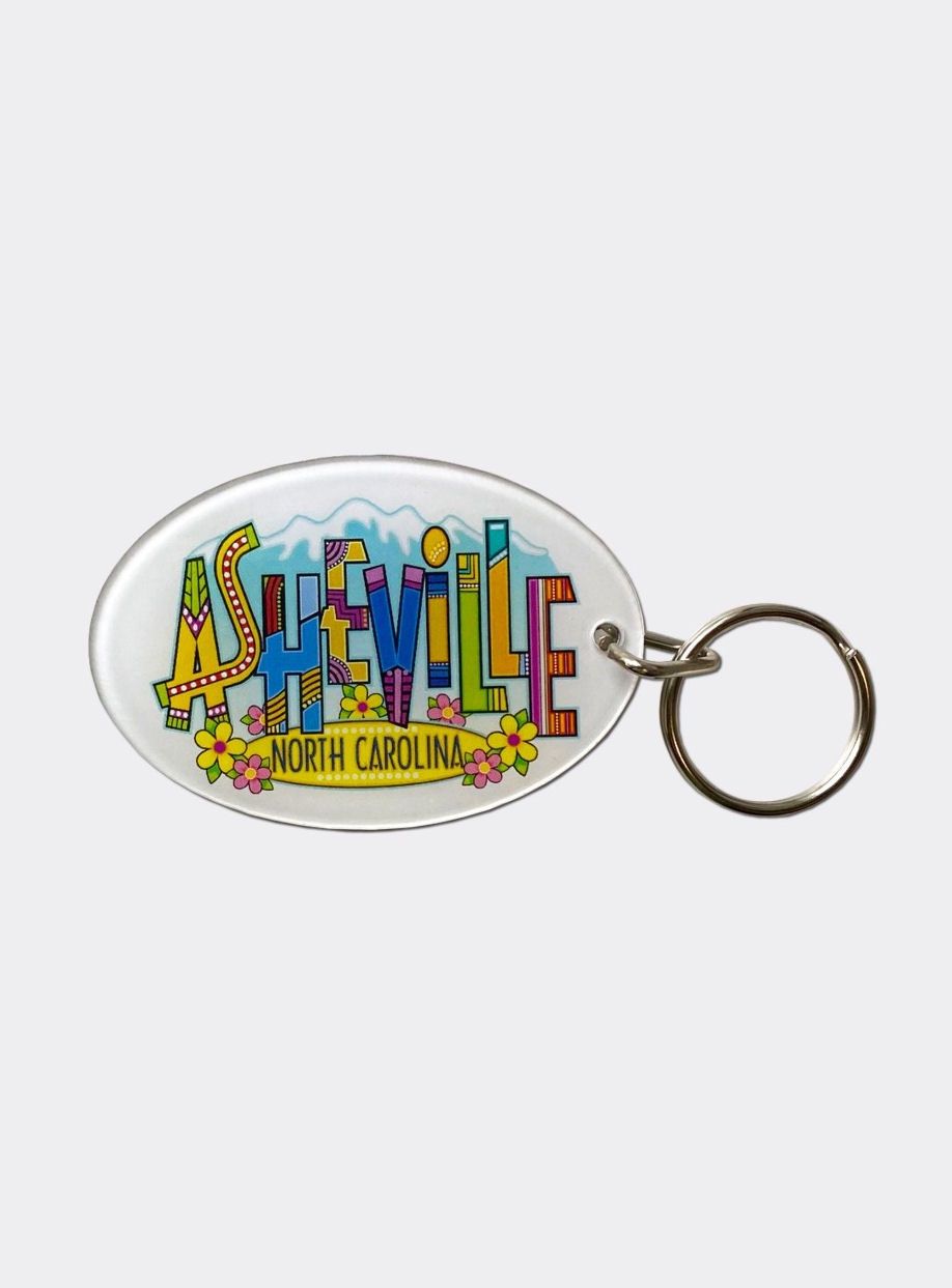 Asheville Art Letters Acrylic Oval Keychain