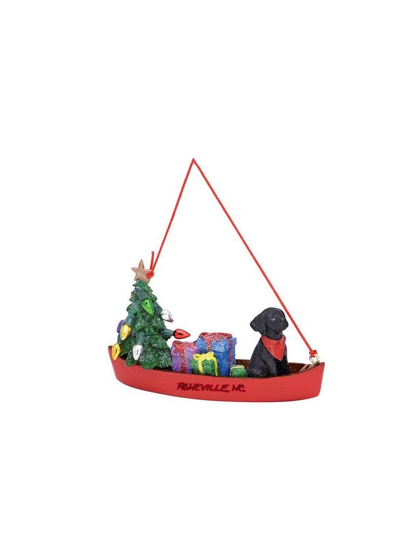 Asheville NC Dog In A Canoe Ornament