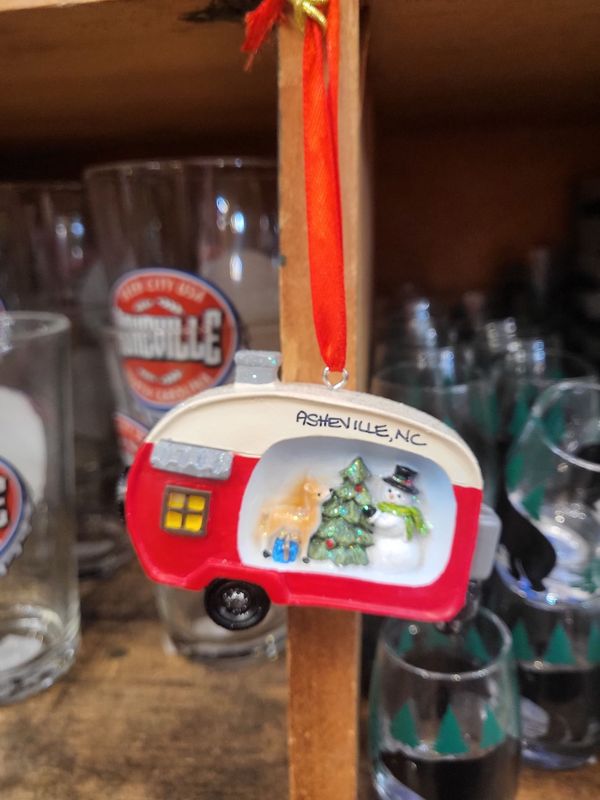 Asheville Snowman And Deer Camper Ornament