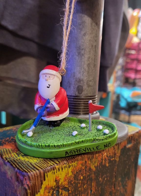 Santa Playing Golf Asheville Ornament