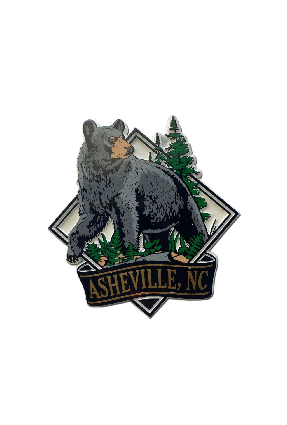 Diamond Bear Asheville White Magnet
