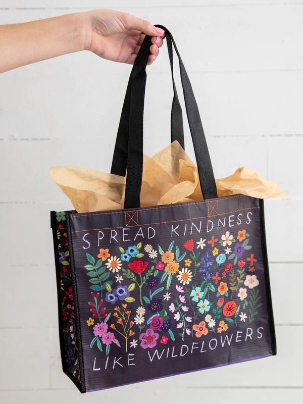Spread Kindness Like Wildflowers Medium Happy Tote Bag