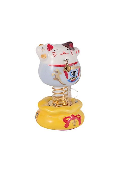 White Lucky Maneki Neko Cat Bobbler