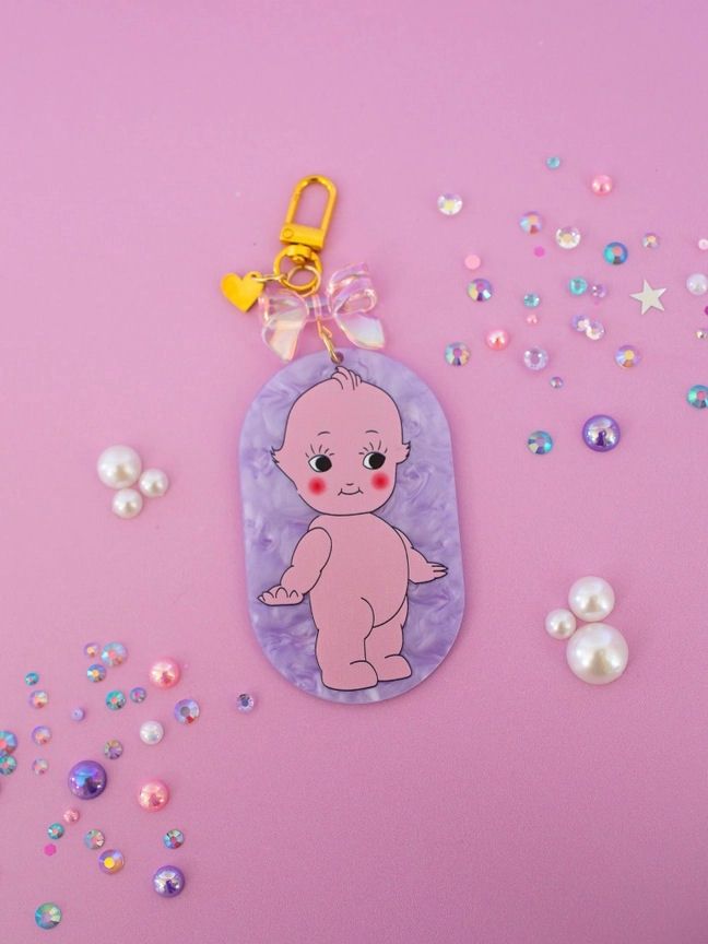 Kewpie Keychain With Bow
