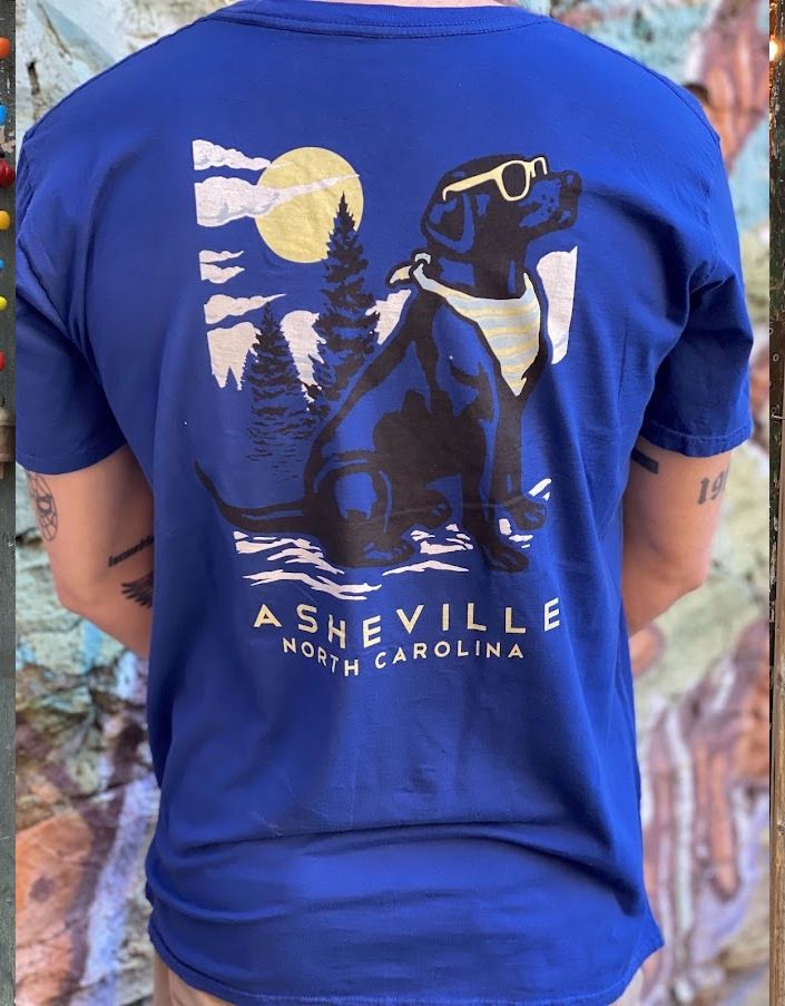 Trail Hound Dog Asheville North Carolina Blue T-Shirt, Size: Small
