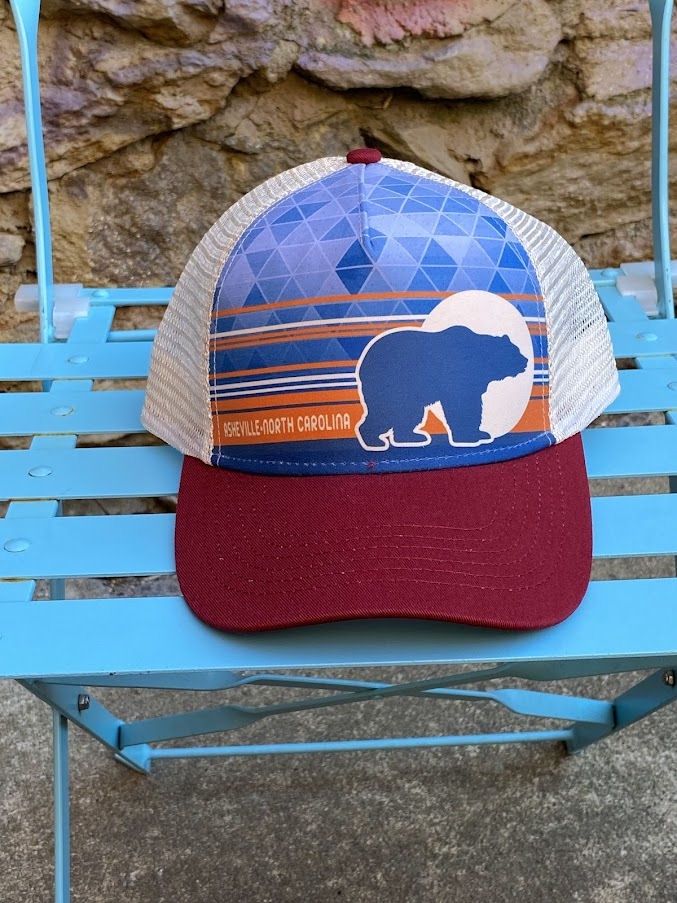Asheville North Carolina Bear Maroon Trucker Hat