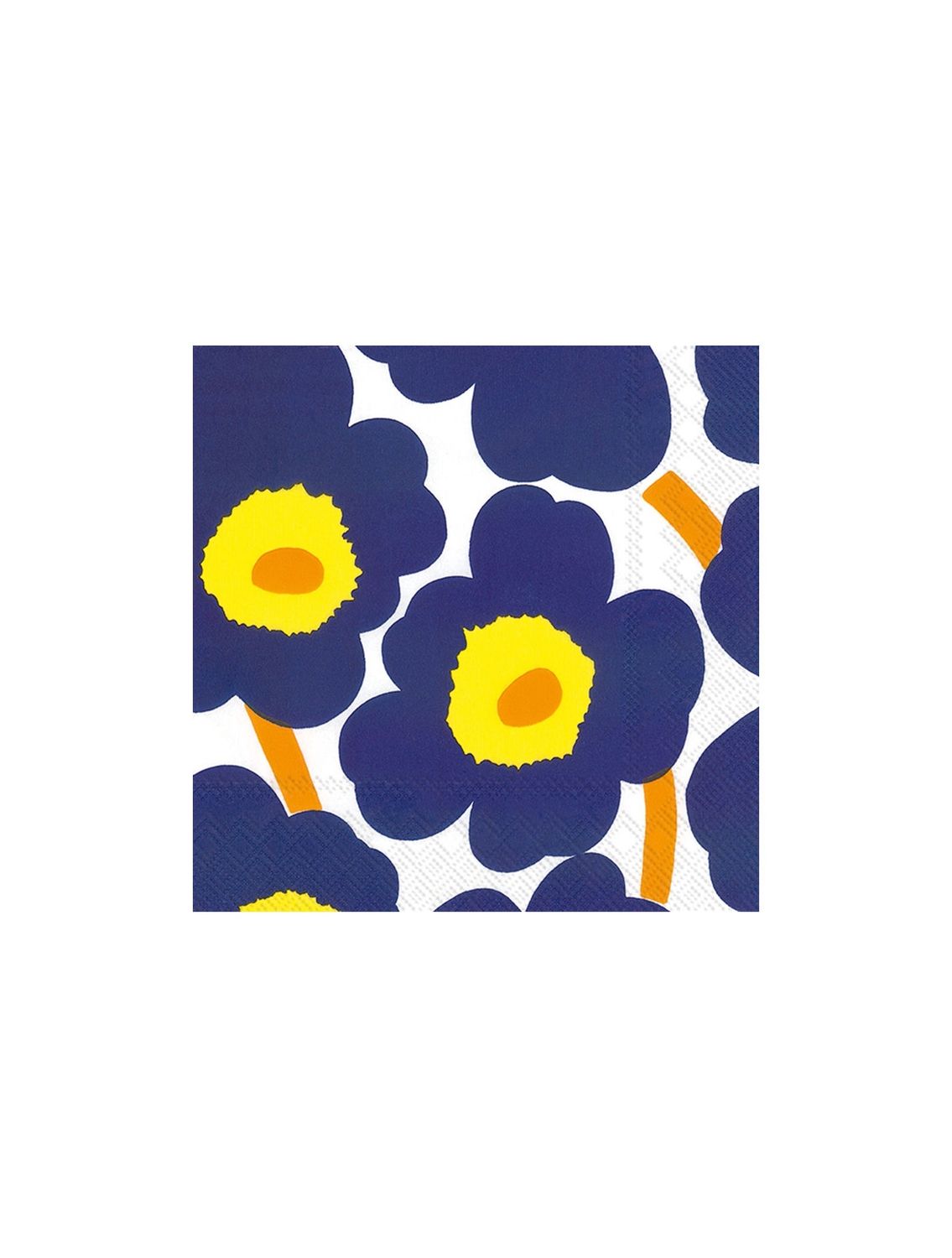 Unikko Dark Blue Flower With Yellow Centers Beverage Napkins
