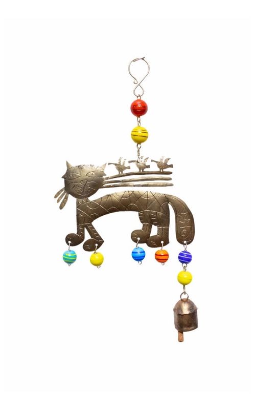 Out On A Free Ride Cat Beads And Bell Chime