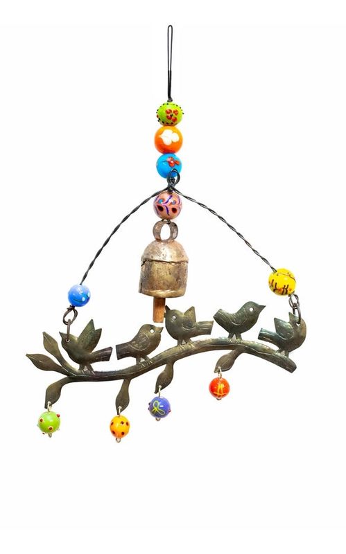 In The Company Of Five Birds Beads And Bell