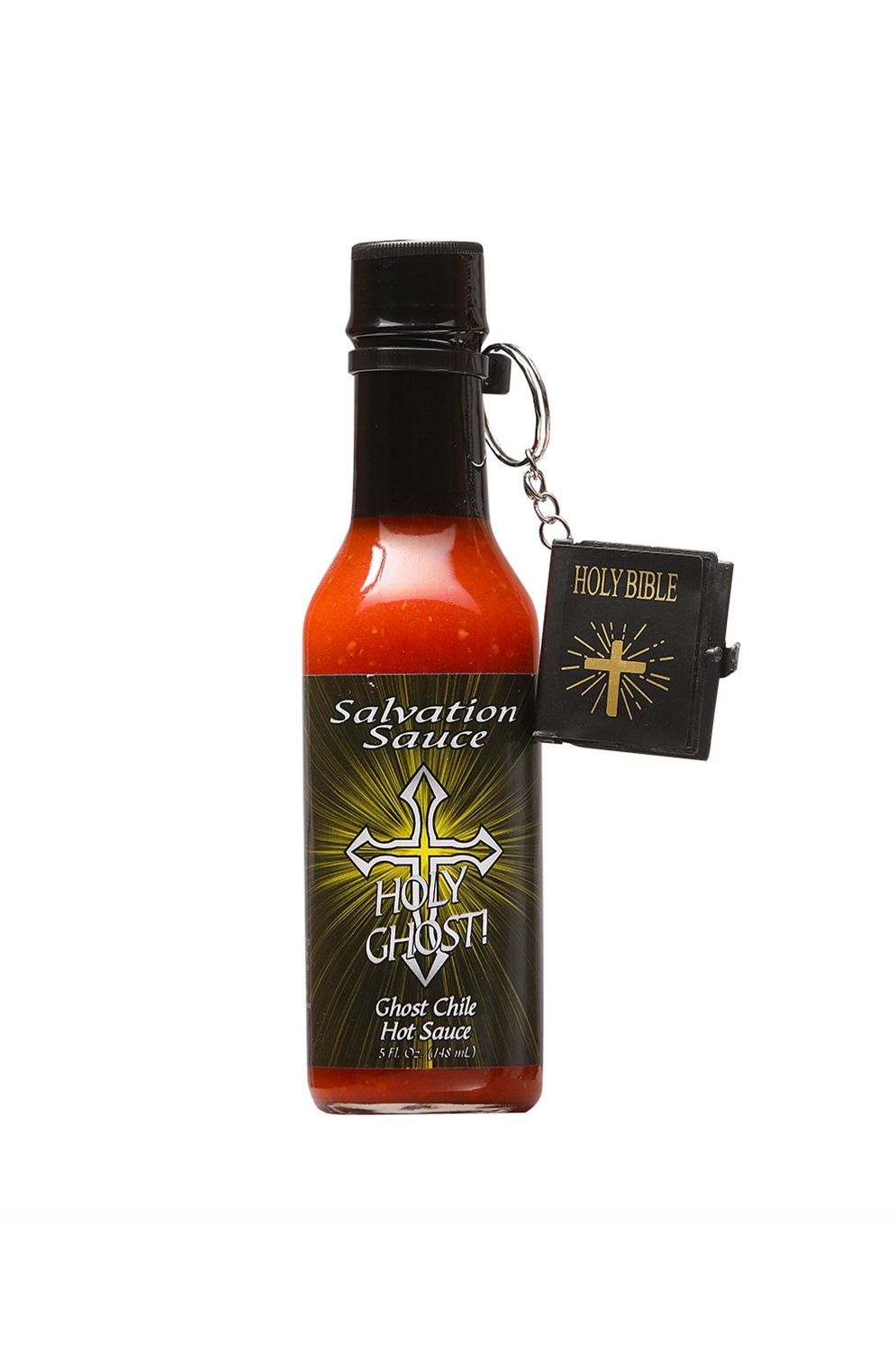 Salvation Sauce Holy Ghost Hot Sauce With Mini Bible Keychain