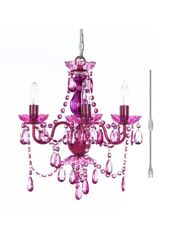 4 Light Fuchsia Plug-In Chandelier