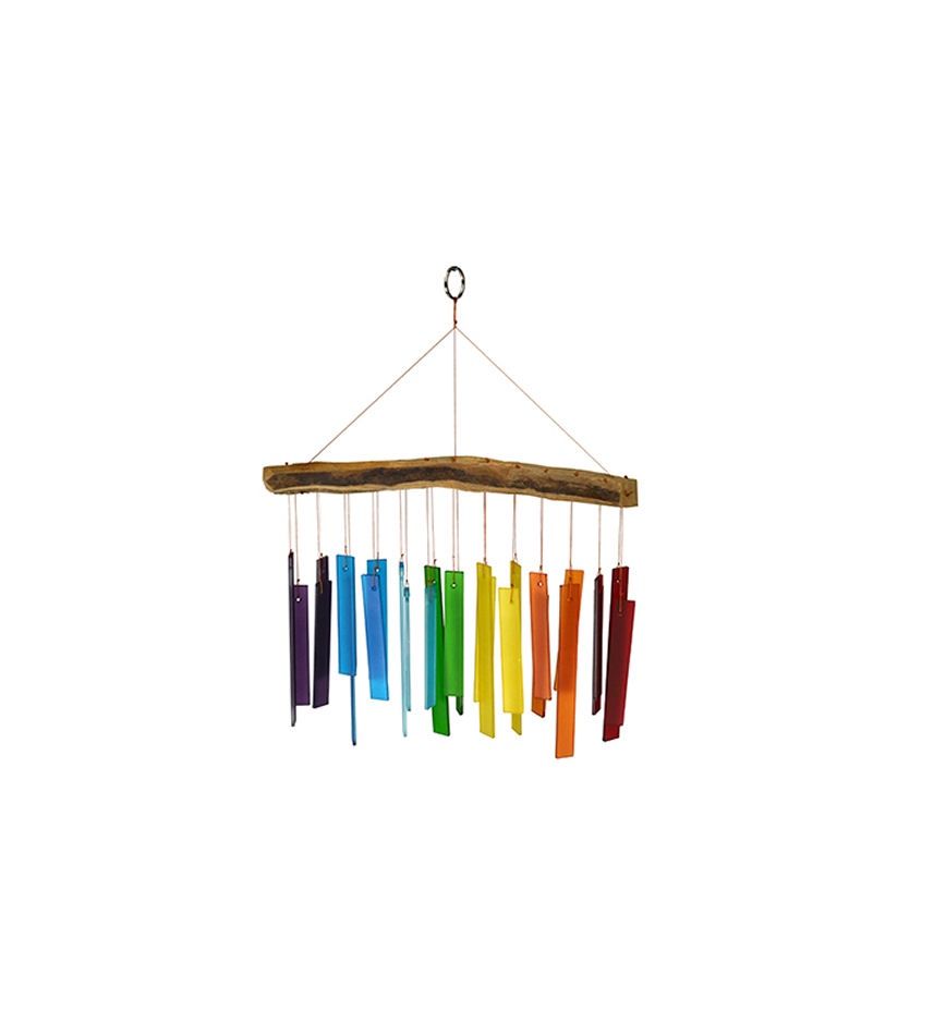 Color Spectrum Glass Driftwood Wind Chime
