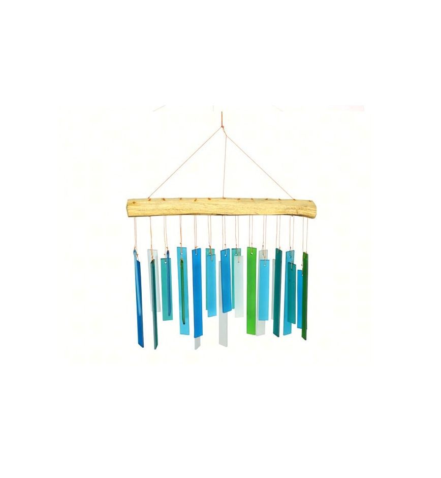 Blue Seaglass Driftwood Wind Chime