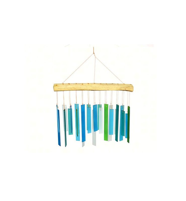 Blue Seaglass Driftwood Wind Chime