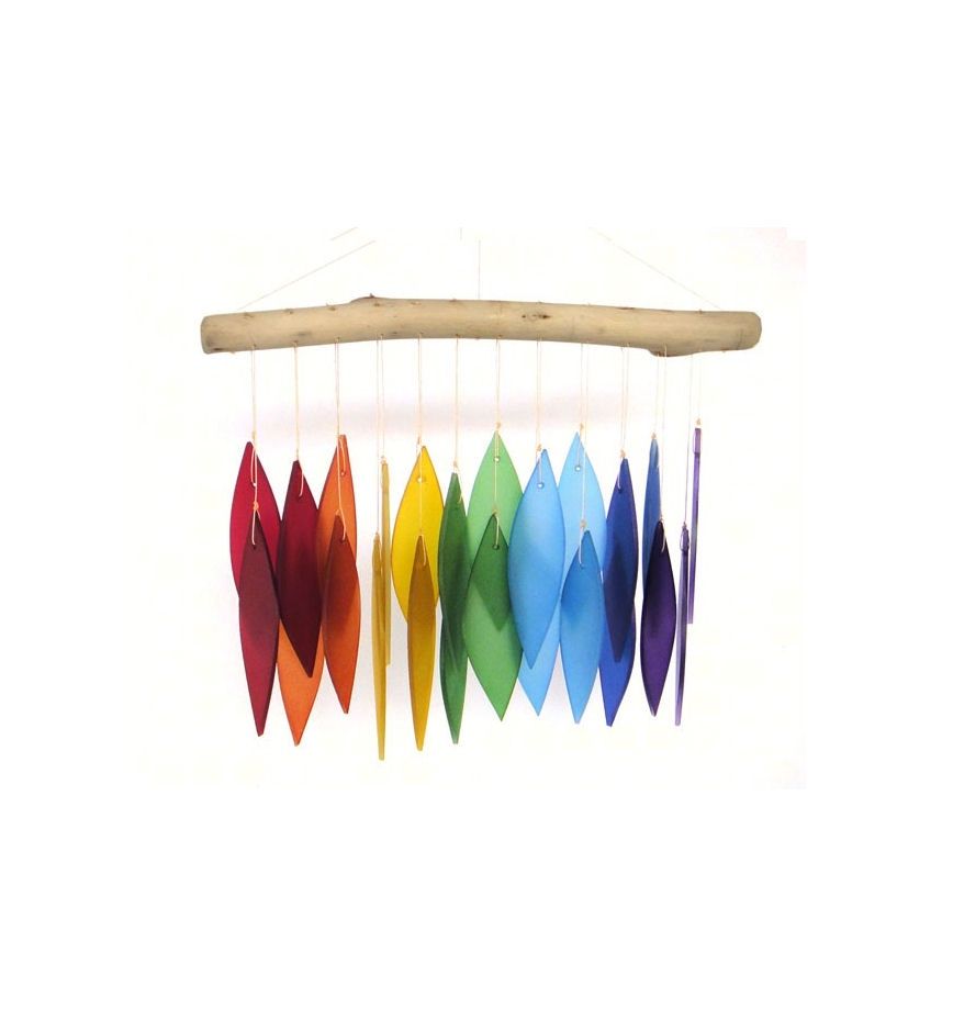 Over The Rainbow Driftwood Glass Wind Chime
