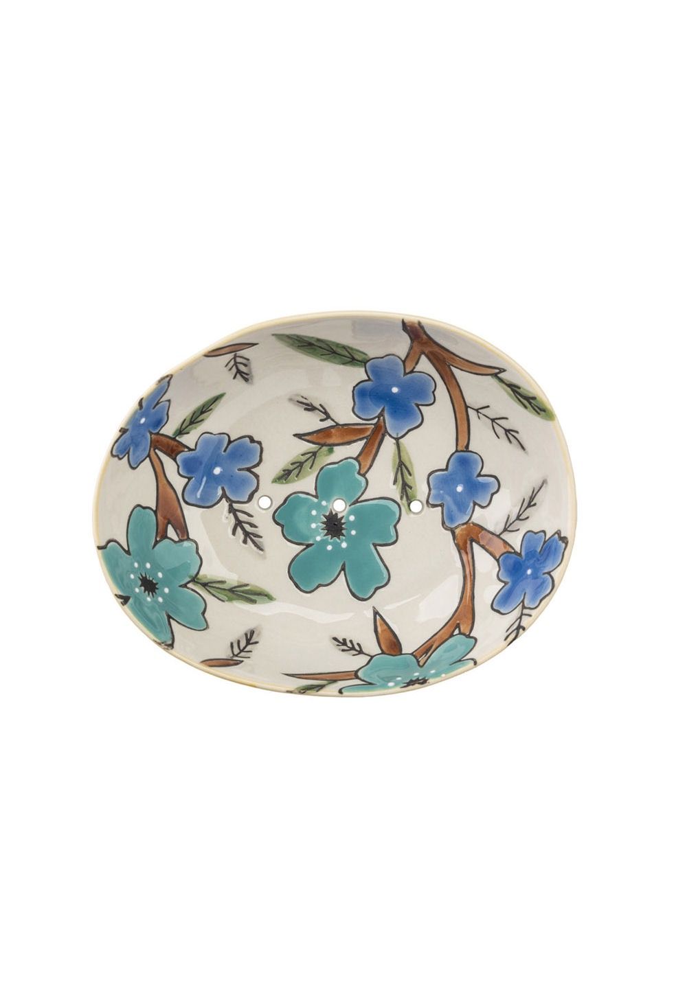 Summer Red Orange Green Blue Flowers Oval Soap Dish