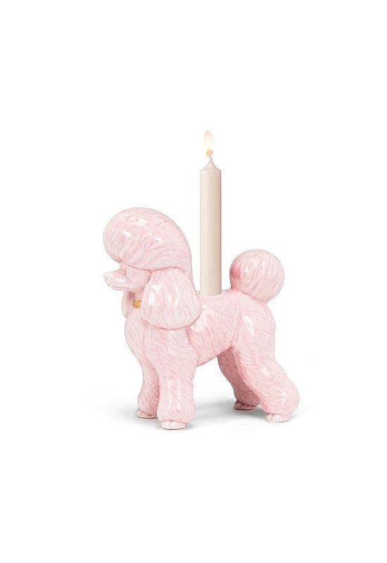 Pink Poodle Taper Candle Holder